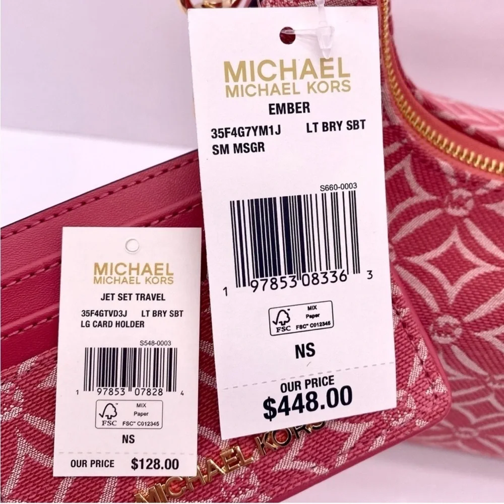 Michael Kors Ember Small Messenger Shoulder Crossbody Bag and Card Holder Set